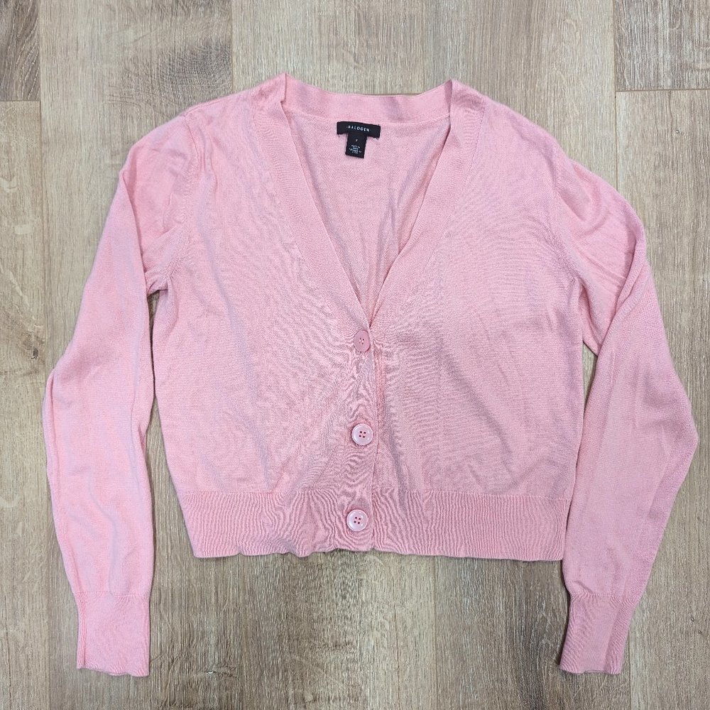 Halogen v neck crop long sleeve cardigan